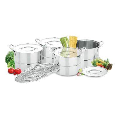 China Wholesale Modern Food Grade Stainless Steel Nested Sauce Pot Cooking Pot Set Soup and Stock Pots Cookware Set for sale