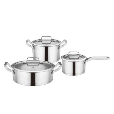 China Modern Wholesale 6 Pieces Stainless Steel Cooking Pot Set Soup Stock Pots Beginner Home Cookware Set for sale