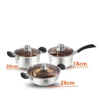 China Modern Customized New Style Stainless Steel Compound Bottom 6 Pieces Cooking Soup And Stock Pots Cookware Set for sale