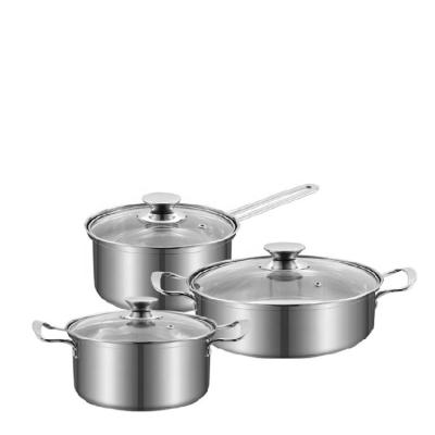 China Best modern price of different type steel soup and stock pots cooking pot 6pcs cookware sets with glass lid for sale