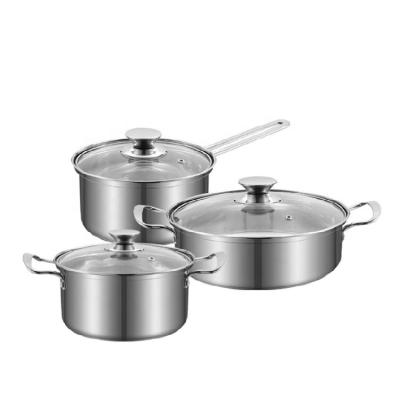 China Best Selling Modern Products Stainless Steel Soup And Stock Pots Cooking Pot 6pcs Cookware Sets With Glass Lid for sale