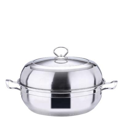 China Sustainable factory wholesale double bottom 30cm steamer steel pot cookware double boilers steaming pot for sale