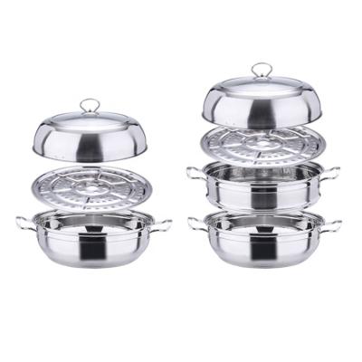 China New Design Double Bottom 30cm Steamer Pot Sustainable Good Quality Steel Cookware Double Boilers Steaming Pot for sale