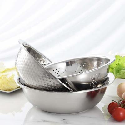 China Stainless Steel Fruit Basket Strainer Rice Strainer Storage Basin Colander Colander Bowl Multifunctional Viable Set for sale