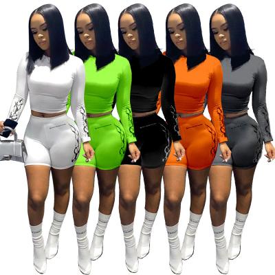 China Summer 2021 QUICK DRY plus size women dress crop top shirt with shorts two piece outfit 2 piece short set for sale