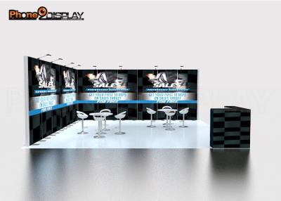 China Reusable Frameless Modular Exhibition Stand Design 20x20ft With CMYK Heat Transfer Printing for sale