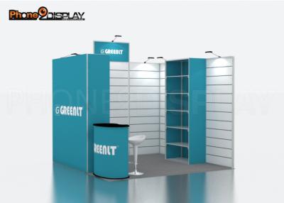 China 10ft Straight Slatwall Trade Show Booths Full Color With Tension Fabric Printing for sale