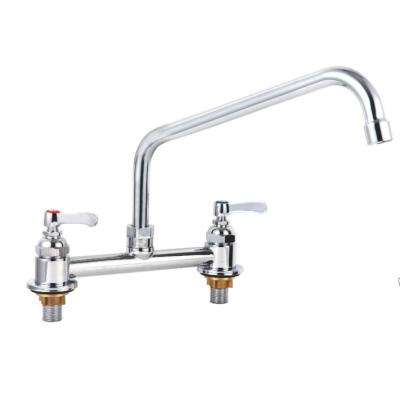 China High Quality Thermostatic Faucets Double Holes Hot And Cold Stainless Steel Deck Mounted Commercial Kitchen Faucet for sale