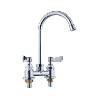 China High Quality Thermostatic Faucets Double Holes Hot And Cold Stainless Steel Deck Mounted Kitchen Commercial Water Faucet for sale