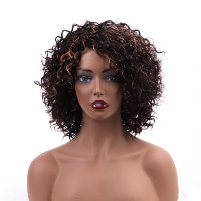 China Jerry Curl Beesoul 10 Inches 1B/30# Colored None Lace Up Jerry Curly Short Bob Human Hair Wigs With Bangs For Black Women for sale