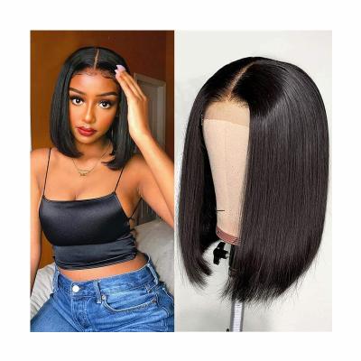 China Beesoul Silky Straight Short Bob Straight 13x4 Lace Front Human Hair Wigs For Women With Baby Hair Glueless T Part Lace Wig 180 Density for sale