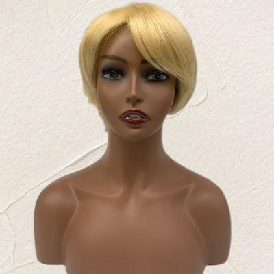 China Wholesale Beesoul Silky Straight Wave 6 Inches Straight Short Pixie Cut Hair Wigs Machine Made Full Hairpiece for sale