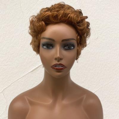 China Jerry Curl Beesoul Wholesale 6 Inches Machine Made Short Curly Pixie Wave Human Hair Full Wigs Hairpiece for sale