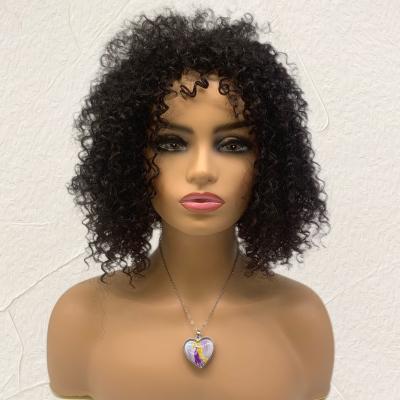 China Beesoul Wholesale Deep Wave 12 Inches Machine Made Short Curly Pixie Human Hair Wigs Full Hairpiece for sale