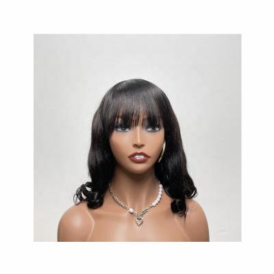 China Beesoul Body Wave Short Bob Wig With Bangs Human Hair Wigs 150% For Black Women Machine Made Hairpiece for sale