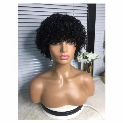 China Beesoul 150% Water Wave Short Pixie Cut Wig With Bangs Hair Wigs For Black Women Natural Color Machine Made Hairpiece for sale