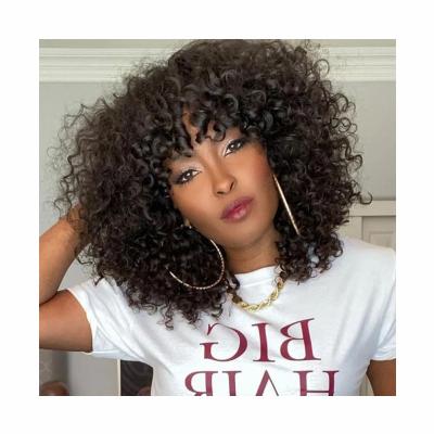 China Jerry Curl Beesoul 8-16 Inch Jerry Curly Short Pixie Cut Bob Human Hair Wigs With Bangs PrePlucked Hairpiece for sale