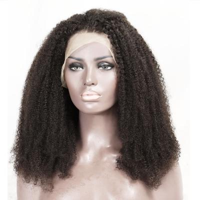 China Beesoul Curly Afro Kinky Curly Virgin Hair Wigs With Baby Hair Brazilian 13x4 Sheer Lace Frontal Wigs For Black Women for sale