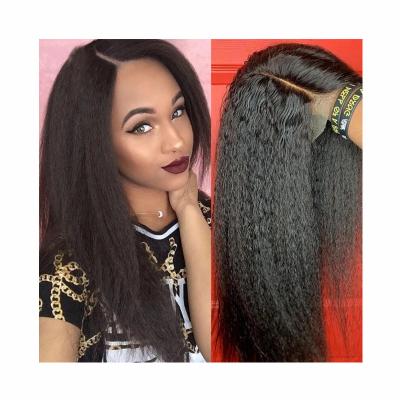 China Beesoul Curly Yaki Straight Hair Wigs For Colored Women 13x4 Lace Front Brazilian Hair Wig PrePlucked Yaki Hairpiece 4X4Closure Wigs for sale