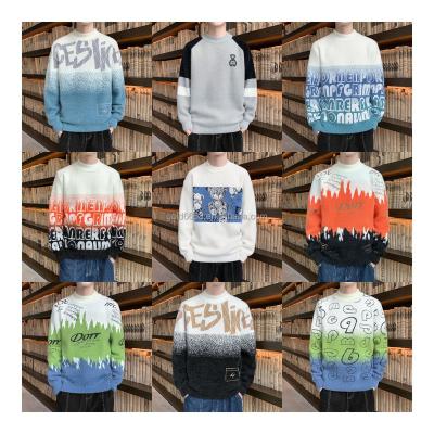 China Anti-wrinkle 2023 Men's Knitted Jacquard Pullover Sweater Knitted Winter Round Neck Sweater High Quality for sale