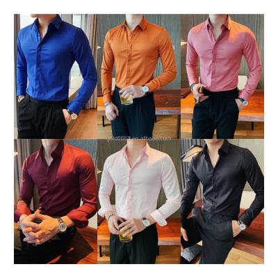 China Anti-wrinkle Men's casual cotton long sleeved business shirt formal office wear men's plaid shirt latest style man shirt for sale