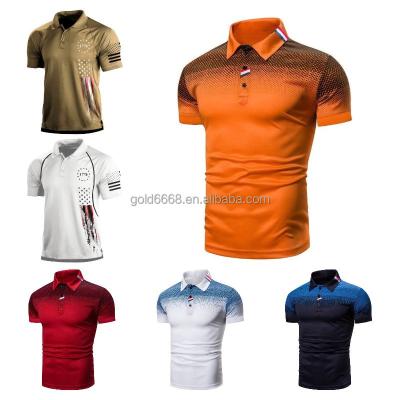 China Breathable polo shirt 2024 pattern printed classic men's sunscreen golf wear performance polo shirt is cheap for sale