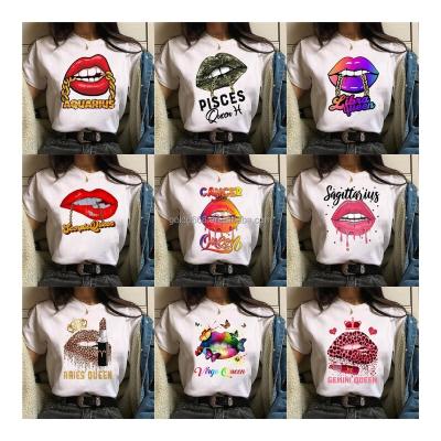 China Anti-wrinkle fashion printed T-shirt news T-shirt white round neck pattern women's casual T-shirt factory price women's T-shirt for sale