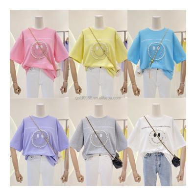 China Truly Sustainable 2023 Summer Women's Short Sleeve Basic Anti-Wrinkle Knit Top Women's T-shirt Cotton for sale