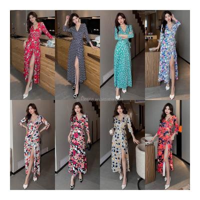 China New Anti-static Summer Hot Selling Women's Dress Flower Print Minimalist Style Women's Retro Loose Dress for sale