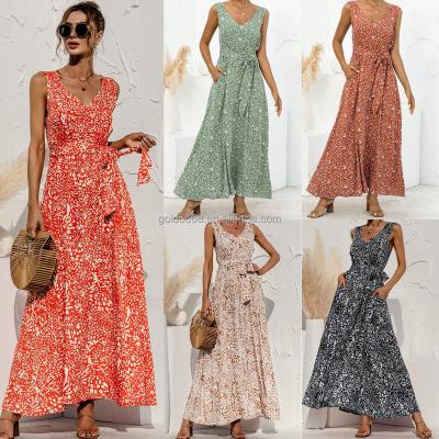 China Anti-static women's long printed dress, summer mini bridesmaid dress, casual elegant bridesmaid dress for women for sale