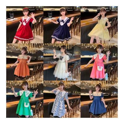 China New Children's Summer Ball Gown Short Sleeve Printed Girl's Party Dress Factory Wholesale Anti-wrinkle production for sale