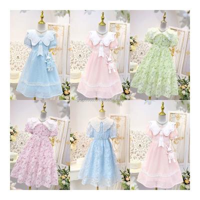 China New Girls' Dress Summer Baby Dress Girls' Strawberry Back Casual Dress Anti-wrinkle Printing Big Pink Bow Tie Factory for sale