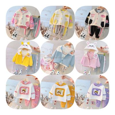 China Fashion Smart Casual Children's Hoodie Set Cartoon Style Girls Long Sleeve Pants Cotton 1-14 Years Old for sale