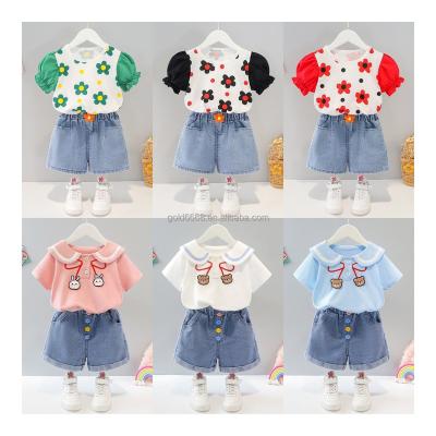 China 2024 casual children's clothing set summer girls' clothing cheap children's casual T-shirt for sale