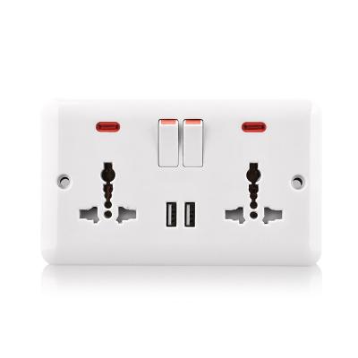 China Residential/General Purpose Universal Power 2 Socket Dual Gang USB Wall Plate Twin USB Wall Plate Socket Multi Functional Outlet for sale