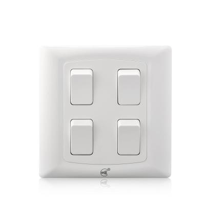 China British Standard PC/Copper/Nylon Plastic Wall Electrical 4gang Switches for sale