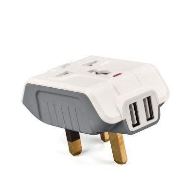 China Multi Residential / Multipurpose Travel Universal Plug Adapter with 2 USB Port for sale