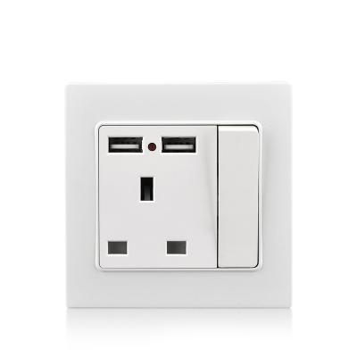 China Residential / General Purpose 1 Gang Plate Switch Wall Outlet Electrical Outlet With USB for sale