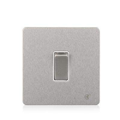 China Stainless Steel/PC/Copper 1 Strip 2 Way Stainless Steel Wall Lamp Switch Plate for sale