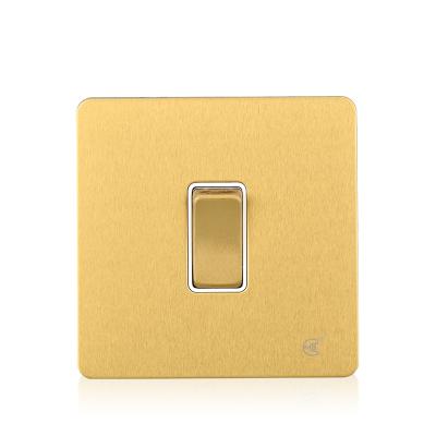 China Stainless Steel/PC/Copper Stainless Steel-Copper Gold Panel Electric Wall Light Switch for sale