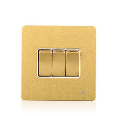 China Luxury Antique Brass Stainless Steel/PC/Copper 3 Gang Wall Electric Light Switch for sale