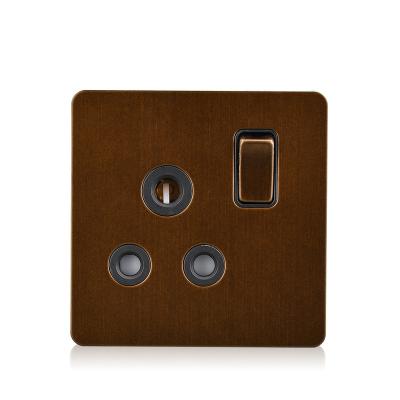 China Stainless steel/PC/Copper BS 546 Philippines flat wall 15a bronze switch with socket for sale