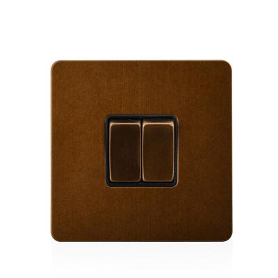 China Stainless steel/PC/Copper flat panel bronze 10A electric wall switch for home for sale