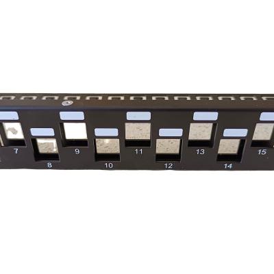 China 1U 19inch cold rolled steel blank 24 patch panel new port design for keystone rj45 jack for sale