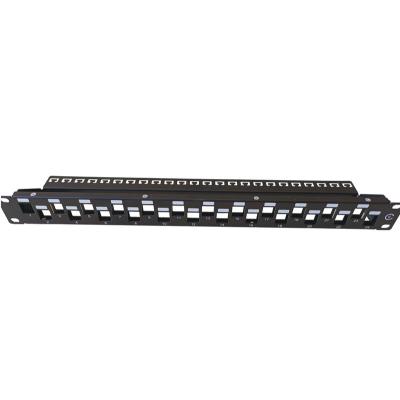 China Blank Unloaded Cold Rolled Steel Patch Panel 24 Port 1U For UTP CAT6 CAT6A Keystone Jack for sale