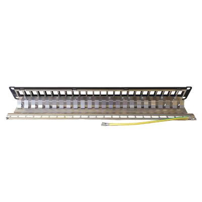 China Dual Steel Empty Ports Cold Rolled Patch Panel 24 FTP 1U Shielded STP New Design for sale