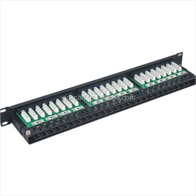 China 0.5U Cat6 24 Port Cold Rolled Steel Patch Panel 90 Degree Trapezoidal Panel for sale