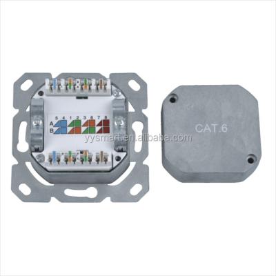 China Telecommunication Germany RJ45 CAT6 ftp wall socket (keystone faceplate), 80*80mm, cable insertion vertical for sale