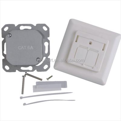 China Germany CAT6A Structure Cabling System Wall Outlet Shielded 80X80mm Wall Outlet for sale