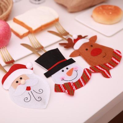 China As Santa Snowman Silverware Holder Christmas Tableware Pockets Christmas Party Table Dinner Decor Picture Cutlery Holder Plush Bag for sale